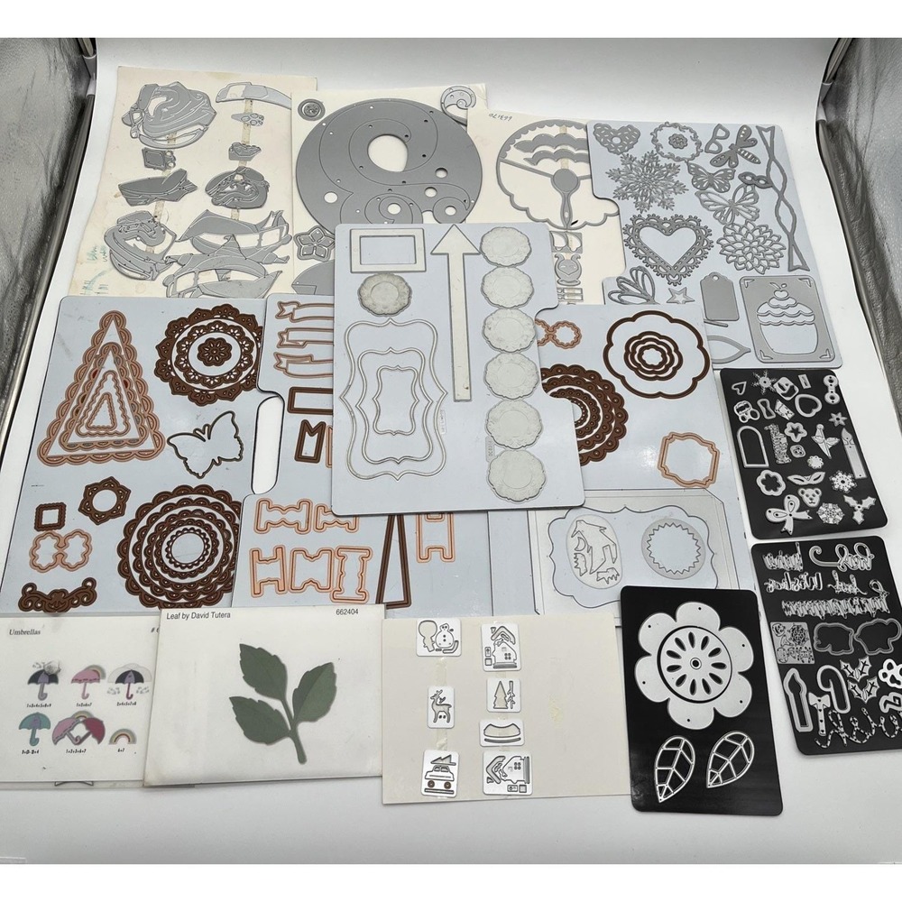 Sizzix Metal Cutting Dies Lot w/ Magnetic Sheets Mixed Scrapbooking Card Making